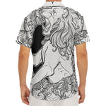 White And Black Leo Sign Print Men's Deep V-Neck Shirt