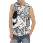 White And Black Leo Sign Print Men's Fitness Tank Top