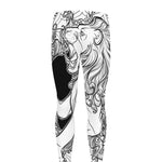White And Black Leo Sign Print Men's leggings