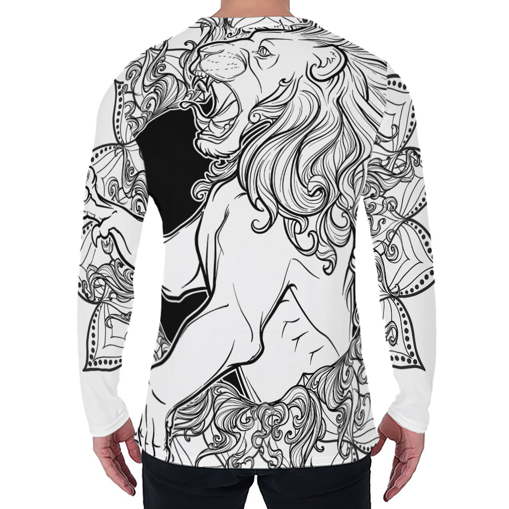 White And Black Leo Sign Print Men's Long Sleeve T-Shirt