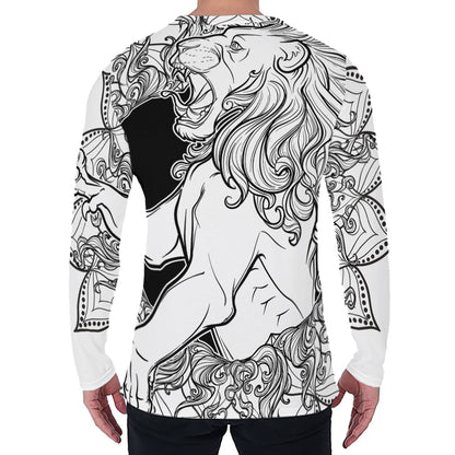 White And Black Leo Sign Print Men's Long Sleeve T-Shirt