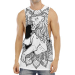 White And Black Leo Sign Print Men's Muscle Tank Top