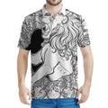 White And Black Leo Sign Print Men's Polo Shirt