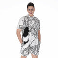 White And Black Leo Sign Print Men's Romper