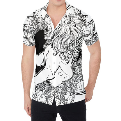 White And Black Leo Sign Print Men's Shirt