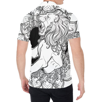 White And Black Leo Sign Print Men's Shirt