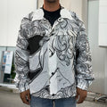 White And Black Leo Sign Print Men's Shirt Jacket