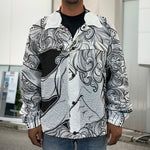 White And Black Leo Sign Print Men's Shirt Jacket
