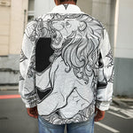 White And Black Leo Sign Print Men's Shirt Jacket