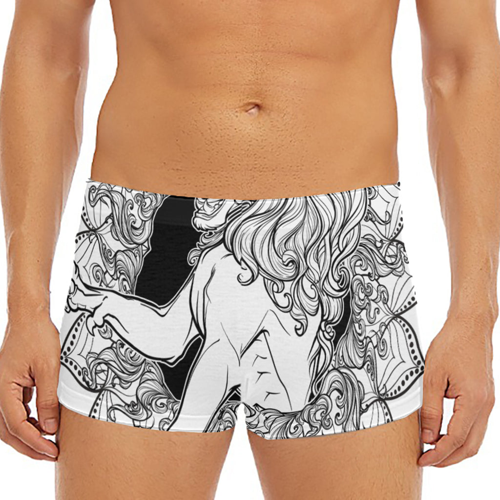 White And Black Leo Sign Print Men's Short Boxer Briefs