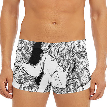 White And Black Leo Sign Print Men's Short Boxer Briefs