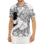 White And Black Leo Sign Print Men's Short Sleeve Rash Guard