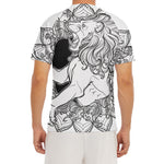 White And Black Leo Sign Print Men's Short Sleeve Rash Guard