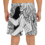White And Black Leo Sign Print Men's Split Running Shorts