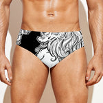White And Black Leo Sign Print Men's Swim Briefs