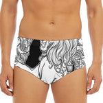 White And Black Leo Sign Print Men's Triangle Swim Briefs