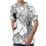 White And Black Leo Sign Print Men's Velvet T-Shirt