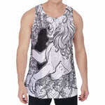 White And Black Leo Sign Print Men's Velvet Tank Top