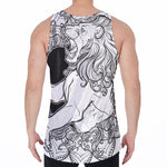 White And Black Leo Sign Print Men's Velvet Tank Top