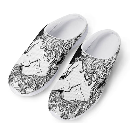 White And Black Leo Sign Print Mesh Casual Shoes