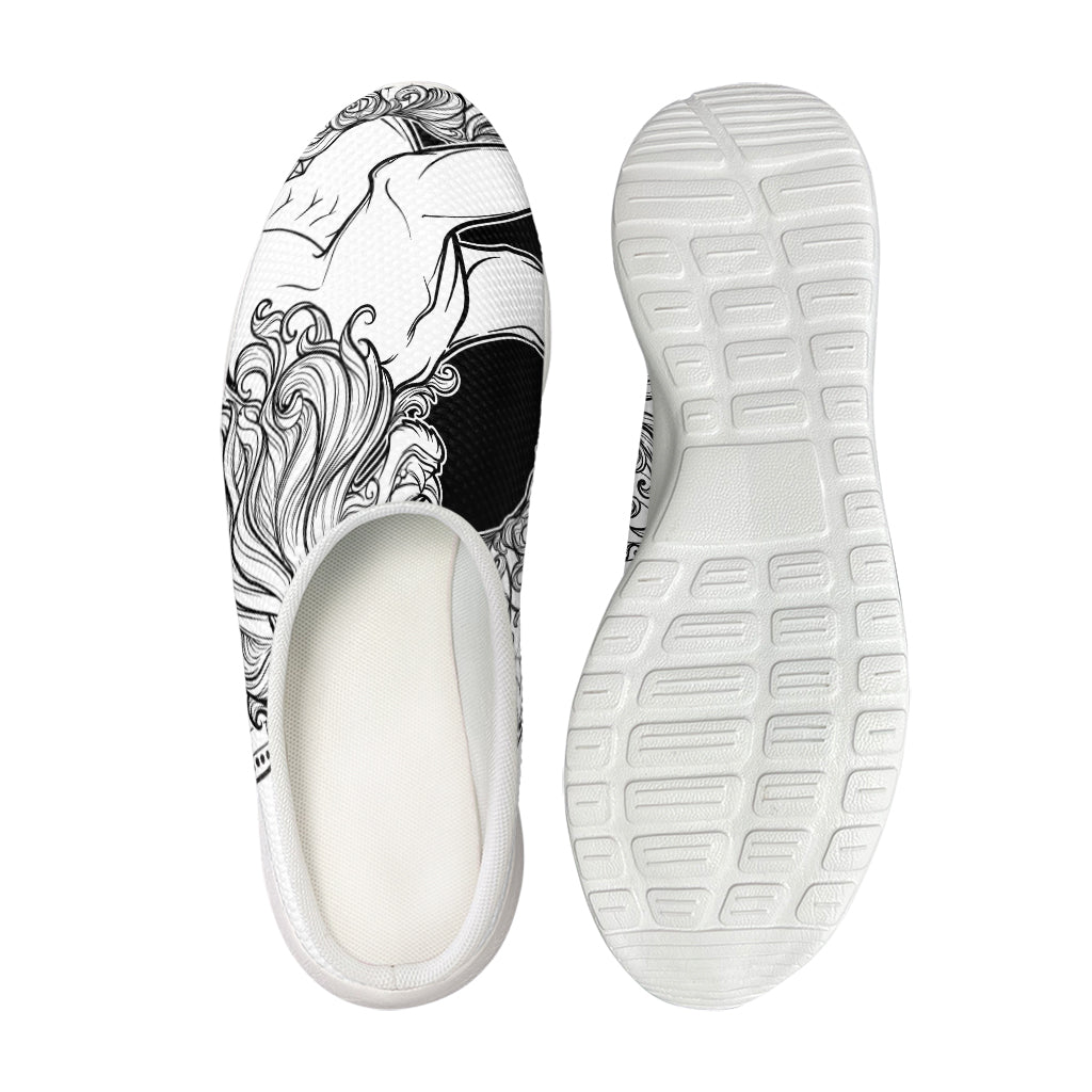 White And Black Leo Sign Print Mesh Casual Shoes