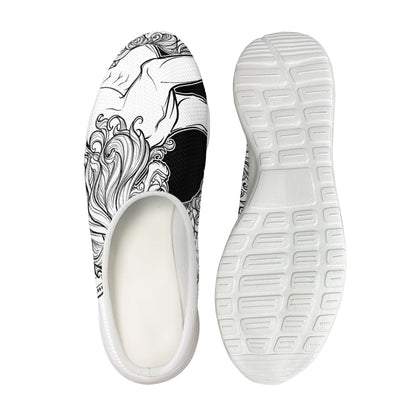White And Black Leo Sign Print Mesh Casual Shoes