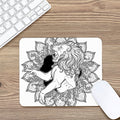 White And Black Leo Sign Print Mouse Pad