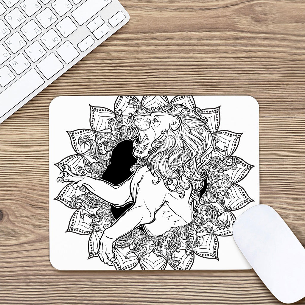 White And Black Leo Sign Print Mouse Pad