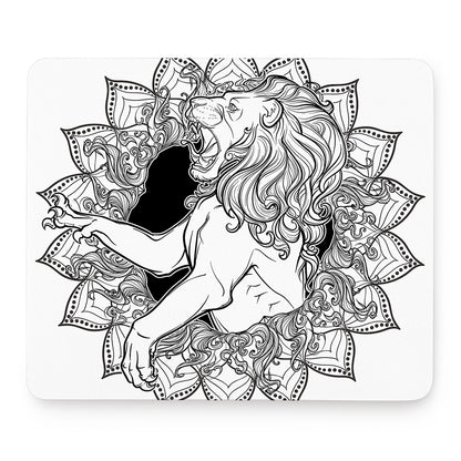 White And Black Leo Sign Print Mouse Pad