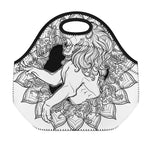 White And Black Leo Sign Print Neoprene Lunch Bag