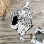 White And Black Leo Sign Print One Shoulder Bodysuit