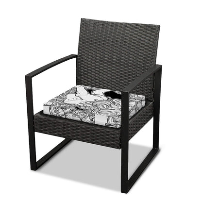 White And Black Leo Sign Print Outdoor Seat Cushion Cover