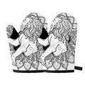 White And Black Leo Sign Print Oven Mitts