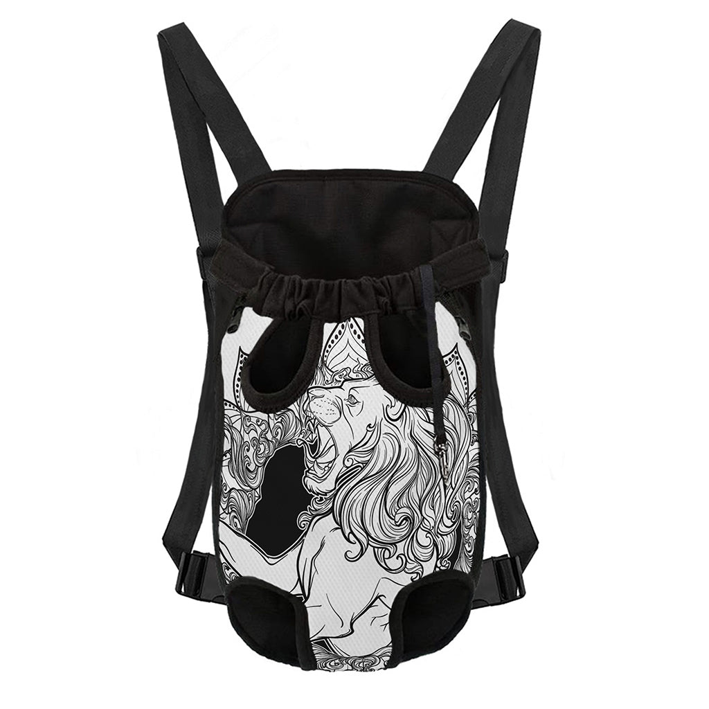 White And Black Leo Sign Print Pet Carrier Backpack