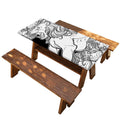 White And Black Leo Sign Print Picnic Table Cover