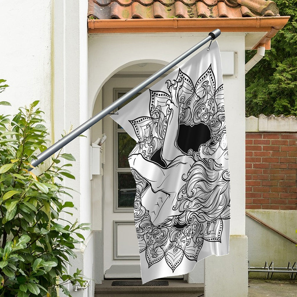 White And Black Leo Sign Print Polyester Flag