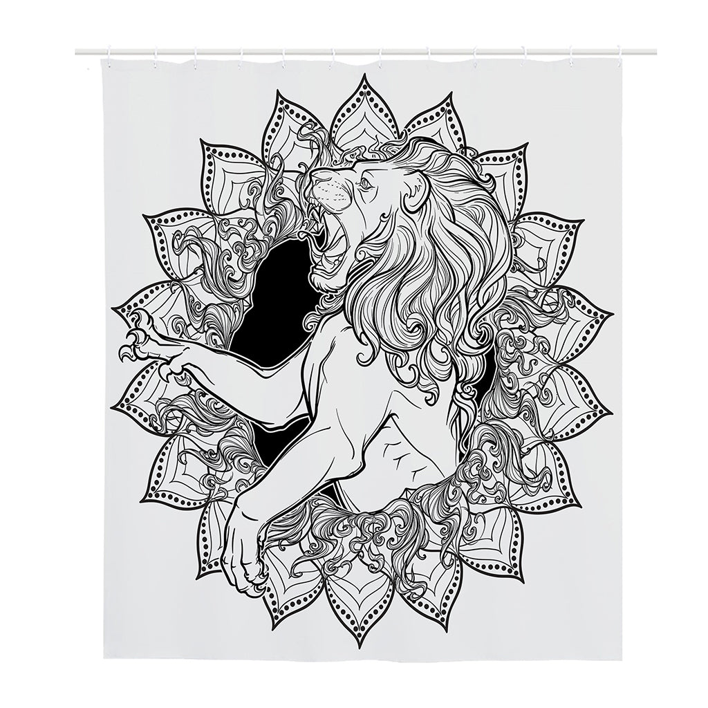 White And Black Leo Sign Print Polyester Shower Curtain