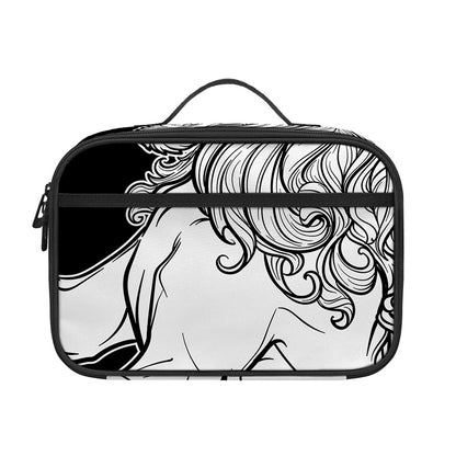 White And Black Leo Sign Print Portable Lunch Bag
