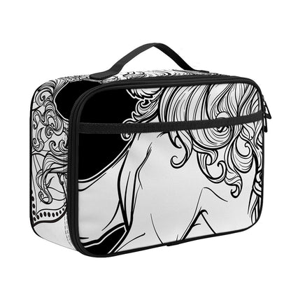 White And Black Leo Sign Print Portable Lunch Bag