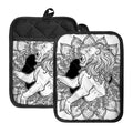 White And Black Leo Sign Print Pot Holders With Pocket