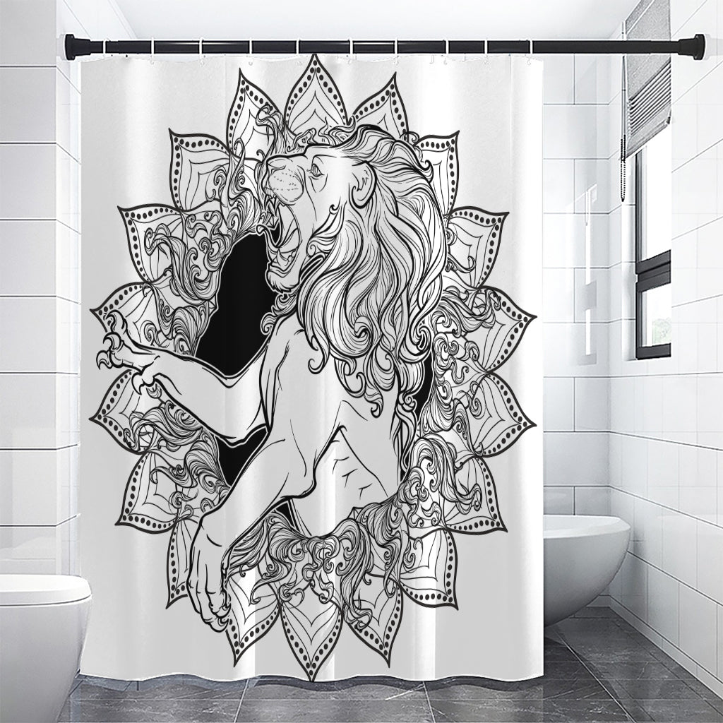 White And Black Leo Sign Print Premium Shower Curtain
