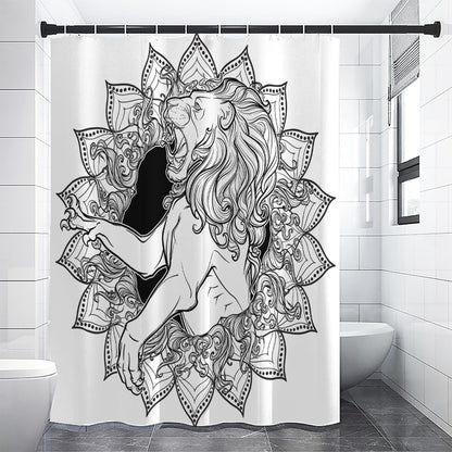 White And Black Leo Sign Print Premium Shower Curtain