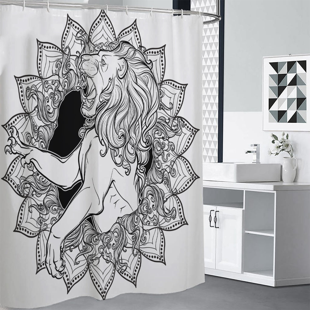 White And Black Leo Sign Print Premium Shower Curtain
