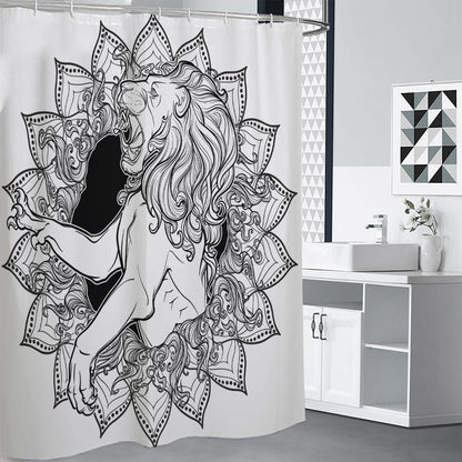 White And Black Leo Sign Print Premium Shower Curtain