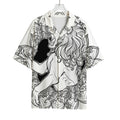 White And Black Leo Sign Print Rayon Hawaiian Shirt