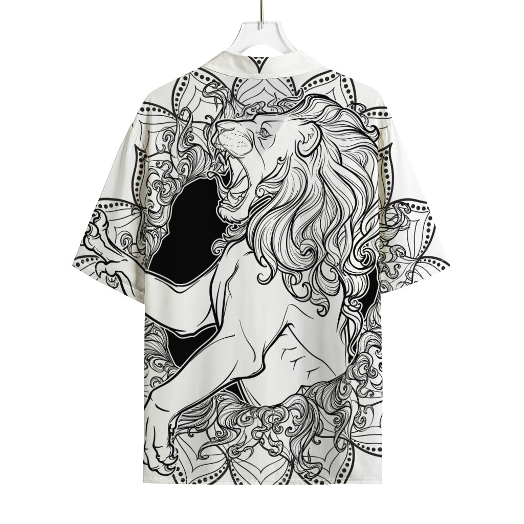 White And Black Leo Sign Print Rayon Hawaiian Shirt
