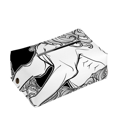 White And Black Leo Sign Print Rectangle Tissue Box Cover