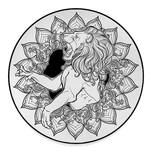 White And Black Leo Sign Print Round Floor Mat