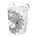 White And Black Leo Sign Print Round Laundry Basket