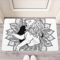 White And Black Leo Sign Print Rubber Doormat